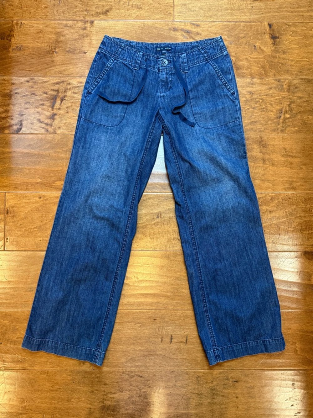 GAP Drawstring Wide Leg Trouser Jeans Lightweight Denim Size 4